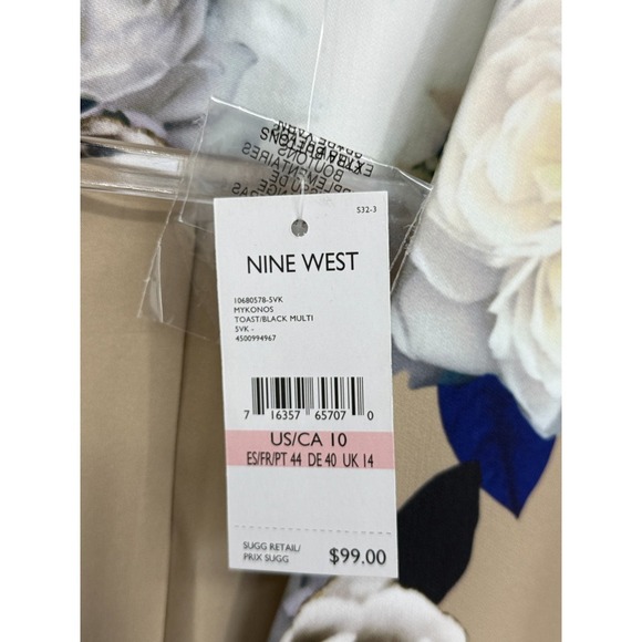 NWT Nine West Mykonos Waistcoat Vest Womens 10 Beige Floral Polyester Sleeveless - Picture 3 of 8